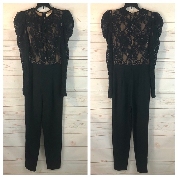 Michael Kors Victorian Floral Lace Puff Sleeve Jumpsuit - Picture 2 of 16